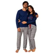 Kit 2 Pijamas Casal De Frio Masculino e Feminino Adulto Manga Longa e Calça Comprida Outono e Inverno