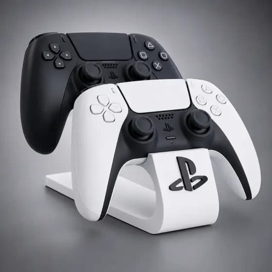 Suporte Duplo para Controle PS5 PS4 Organização Setup Gamer Mesa Preto Branco