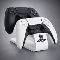 Suporte Duplo para Controle PS5 PS4 Organização Setup Gamer Mesa Preto Branco