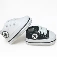 Kit 2 Pares Tênis Sapatinho Star Para Bebê e Reborn