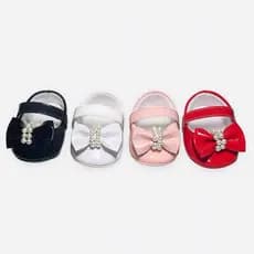 Kit 4 Pares Sapatilhas Femininas Perolas Para Bebê Menina e Reborn