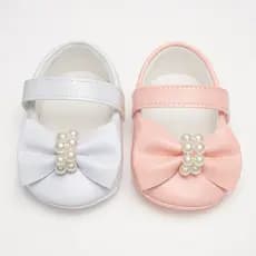 Kit 2 Pares Sapatilhas Femininas Perolas Para Bebê Menina e Reborn