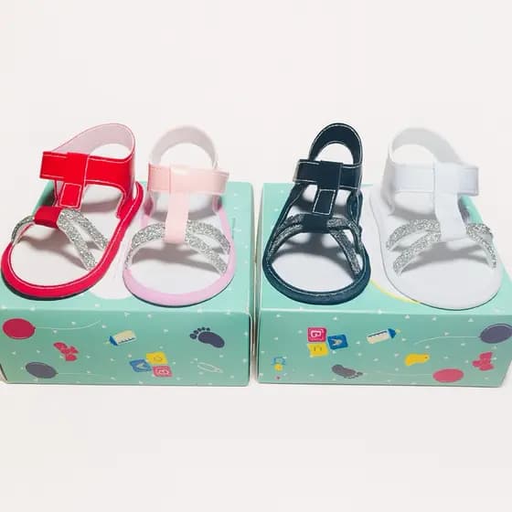 Kit 4 Pares Sandalias Femininas Tiras Strass Para Bebê Menina e Reborn