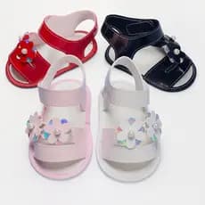 Kit 4 Pares Sandalias Femininas Flor Perola Para Bebê Menina e Reborn