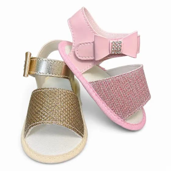 Kit 2 Pares Sandalia Feminina Glitter Para Bebê Menina e Reborn