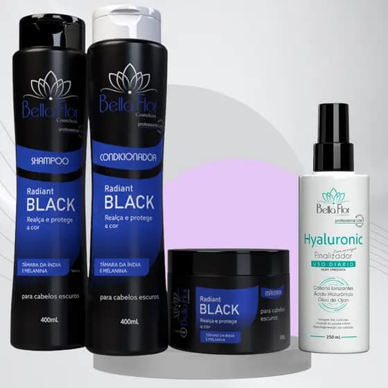 Kit Capilar Black e Finalizador Hyaluronic 4 Produtos Profissionais
