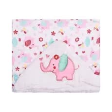 Toalha Banho Bebê 3 Camadas Soft Capuz Algodão Elefante Rosa Macia Absorvente Menina