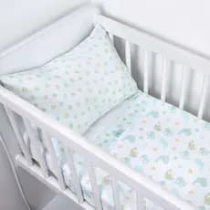 Kit Jogo de Lençol Mini Berço 3 Peças Fundo do Mar 100% Algodão Roupa de Cama Infantil Minasrey