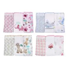 Kit 3 Fraldas Ombro Bordada Bebê 100% Algodão Tecido Duplo 70×68cm Bainha Menina Menino Enxoval