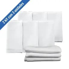 Kit 6 Unidades Pano De Boca Tecido Duplo Pinte E Borde Branco C/3 34cmx40cm Algodão Inconfral