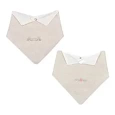 Babador Bandana Bebê 100% Algodão Loupiot Nature Bege Bordado Introdução Alimentar Menina Menino