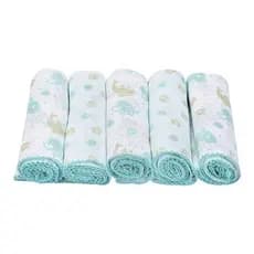 Kit 05 Fraldas Pano Estampada C/ Picueta 70x68 Baleia Verde Enxoval 100% Algodão