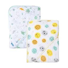 Kit 2 Toalhas Fralda Bebê com Capuz Soft Dupla Camada 80x80cm 100% Algodão Menino Estampada Papi