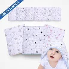 Toalha Banho Bebê Fralda Soft Capuz 100% Algodão 3 Camadas Grande Macia Recém Nascido Menina Menino
