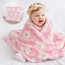 Cobertor de Bebe Menina Estampado Maya Rosa Antialérgico  0,90mx1,10m Toque de Seda recém nascido
