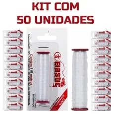 LINHA ELÁSTICA P/ AMARRAR ISCA ELASTIC 100% ELASTANO TRANSPARENTE 110M KIT C/50 UNIDADES