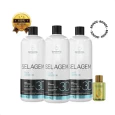 Kit 3 Selagem 3d Semi Definitiva Sem Formol Borabella 1000ml Escova Progressiva Profissional