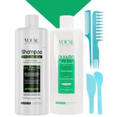 Escova Progressiva Quiabo Youse Sem Formol Organica Kit Shampoo e Mascara 2x1Litro