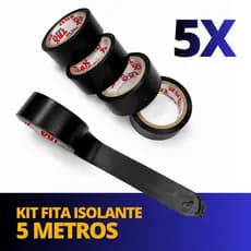 Kit 5 Fita Isolante Preta Antichama Resistente 10 Metros 20mm