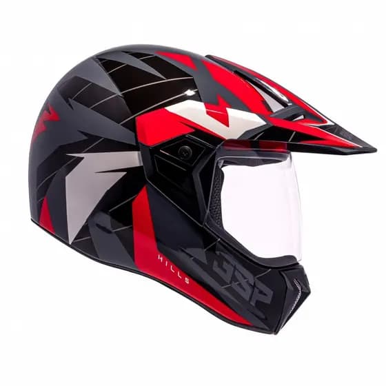 Capacete Moto Bieffe 3 Sport Hills Esportivo Cross Trilha Cinza Vermelho C/ Selo Inmetro Lançamento