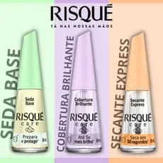 Kit Risque Cuidados Seda Base Extra Brilho Secante Express