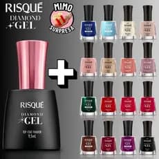 Esmalte Diamond Gel Risque Cor + Top Coat Fixador Kit Manicure Escolha Cor