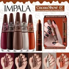 Kit Esmaltes Impala Cacau Show Nova Coleção Cherinho de Chocolate + Cera Hidratante Cutículas
