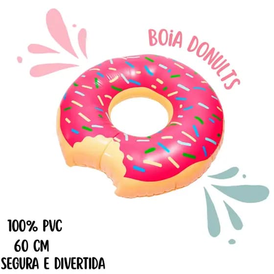 Boia Inflável Donut's Rosquinha  Infantil Piscina Praia 60 cm Flutuador criança