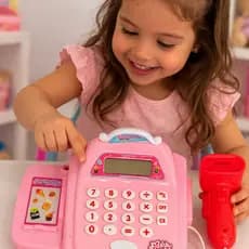 Caixa registradora infantil brinquedo presente criança mercadinho supermercado com luz e som