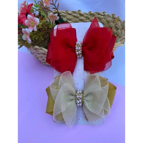 Laço Melinda festa / laço infantil para menina  no bico de pato com borrachinha antideslizante de cabelo para menina