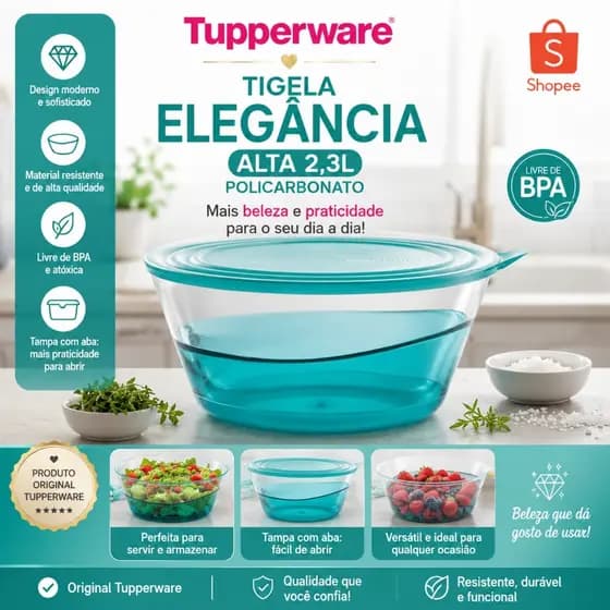 Tupperware Tigela Elegância Alta Policarbonato 2,3 Litros