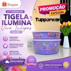 Kit Tigela Ilúmina Viva Tulipas Lilás Tupperware 2,5L e 4,3L
