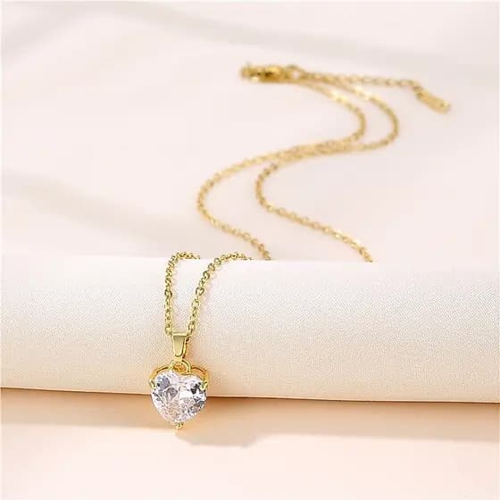 Colar Choker coração Ponto De Luz Folheado A Ouro 18k