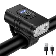 Farol Lanterna Para Bicicleta T6 2 LED Potente Lumens MTB À Prova D'água Bateria Recarregável 250mah