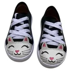 Tenis infantil menina moda lindo gatinha virginia floflo escolar black bordado