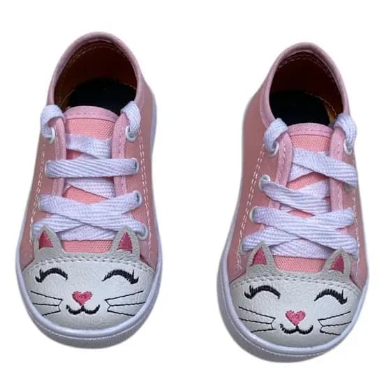 Tenis infantil menina estiloso gatinha escolar virginia floflo feminino black