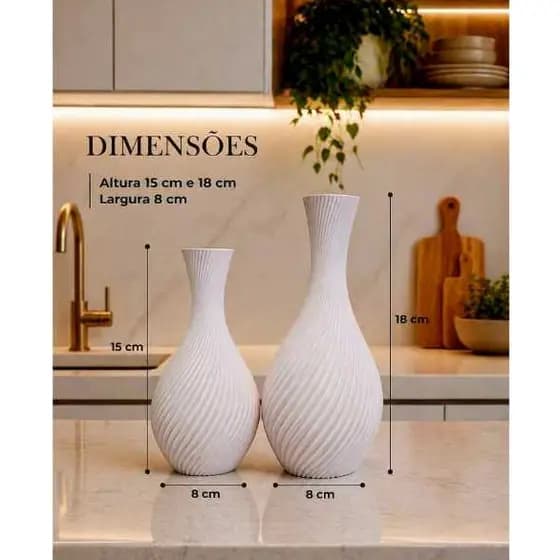 Kit 2 Vasos Decorativos em Espiral Disponível em Varias Cores
