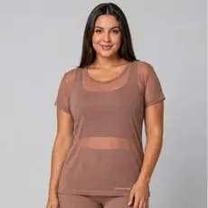Blusa Feminina Tule Gelado Camisa Plus Size Manga Curta Academia Casual M ao GG Leve Confortável Treino Fitness Corrida