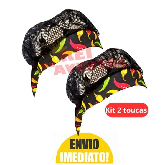 Kit 2 Toucas de Cozinha Profissional Estampa Pimenta – Chef / Cozinheira / Confeitaria