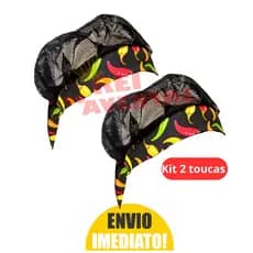Kit 2 Toucas de Cozinha Profissional Estampa Pimenta – Chef / Cozinheira / Confeitaria