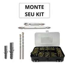 Kit Parafusos Chipboard Philips + Buchas + Ponta dupla + Broca + Estojo Organizador