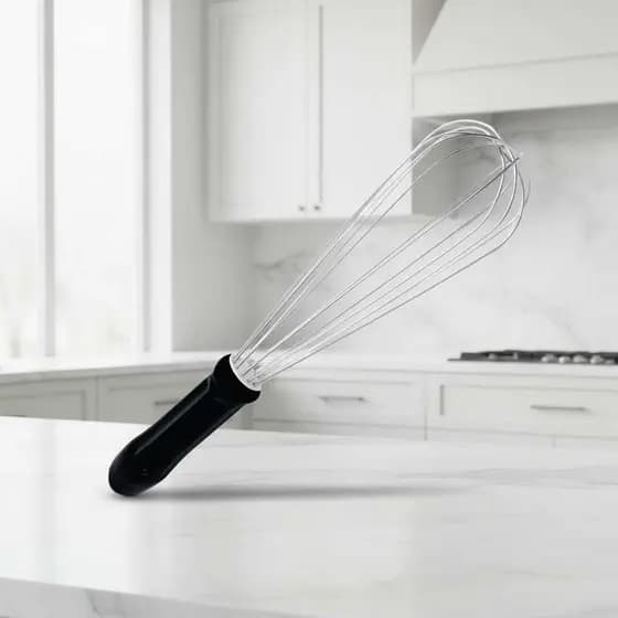 Batedor Fouet Manual Preto 30cm Inox Resistente Mixer Ovo Creme Cozinha