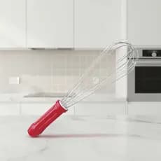 Batedor Fouet Manual Vermelho 30cm Inox Resistente Mixer Ovo Creme Cozinha