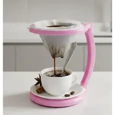Coador de Café Individual Rosa com Suporte Reutilizável Café Direto na Xícara