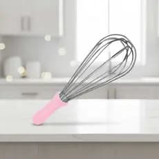 Batedor Fouet Manual Rosa 25cm Inox Resistente Mixer Ovo Creme Cozinha