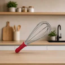 Batedor Fouet Manual Vermelho 25cm Inox Resistente Mixer Ovo Creme Cozinha