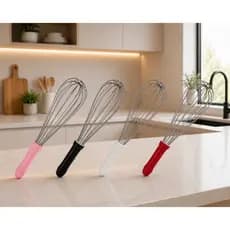Batedor Fouet Manual 30cm Inox Resistente Mixer Ovo Creme Cozinha Cores