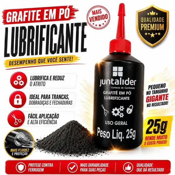 Lubrificante Grafite em Pó Juntalíder Lubrificante Premium de Cadeado Ferramentas Portas e Fechadura