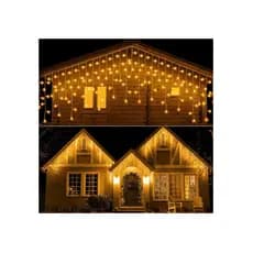 Cascata 400 Led 10 metros Fixo 8 Funções 127v Pisca Pisca Natal Branco Quente Frio
