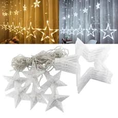 Pisca Pisca Cascata De Estrela 138 Leds 8 Funções Iluminação Luzes Natal 110v Branco Amarelo